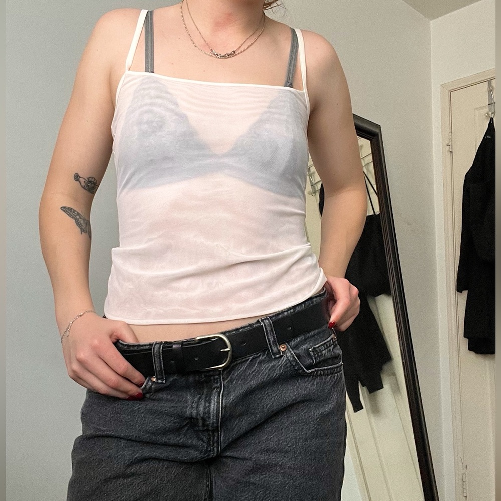Mesh white top